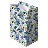 Sac Cadeau Moyen Aquarelle de bleuets mignons (Dos Angle)