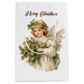 Sac Cadeau Moyen Aquarelle de Noël festive Angel ajouter du texte (Devant)