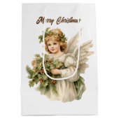 Sac Cadeau Moyen Aquarelle de Noël festive Angel ajouter du texte (Dos)