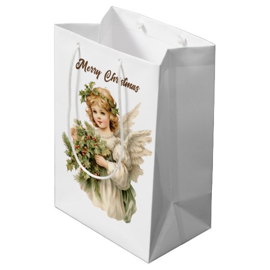 Sac Cadeau Moyen Aquarelle de Noël festive Angel ajouter du texte (Dos Angle)