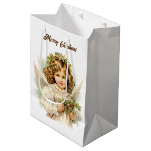 Sac Cadeau Moyen Aquarelle de Noël festive Angel ajouter du texte