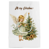 Sac Cadeau Moyen Aquarelle de Noël festive Angel ajouter le texte M (Dos)