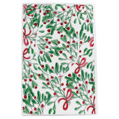 Sac Cadeau Moyen Aquarelle de Noël Rustique Mistletoe (Devant)