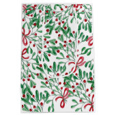Sac Cadeau Moyen Aquarelle de Noël Rustique Mistletoe (Dos)