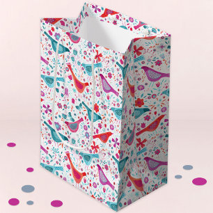 Sac Cadeau Moyen Aquarelle d'oiseau moderne
