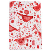 Sac Cadeau Moyen Aquarelle d'oiseaux Fêtes de Noël rouges (Devant)