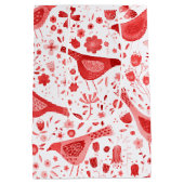 Sac Cadeau Moyen Aquarelle d'oiseaux Fêtes de Noël rouges (Dos)