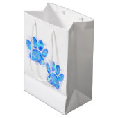 Sac Cadeau Moyen Aquarelle Empreintes de pattes de chiot bleu (Devant Angle)
