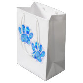 Sac Cadeau Moyen Aquarelle Empreintes de pattes de chiot bleu (Dos Angle)
