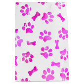 Sac Cadeau Moyen Aquarelle Empreintes de pattes roses (Devant)