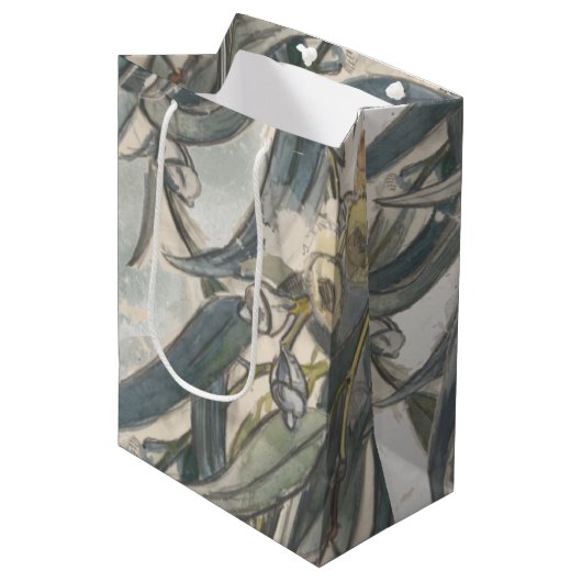 Sac Cadeau Moyen Aquarelle Eucalyptus Verdure Feuille (Devant Angle)
