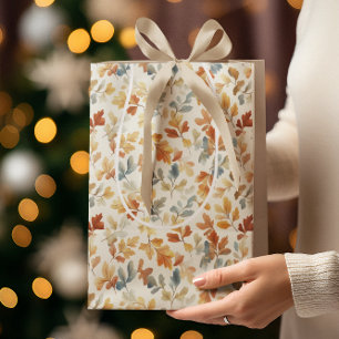 Sac Cadeau Moyen Aquarelle Feuilles Automnes - Cosy Fall Nature