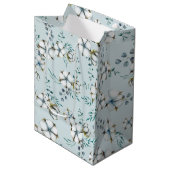 Sac Cadeau Moyen Aquarelle Fleurs de coton et Eucalyptus (Devant Angle)