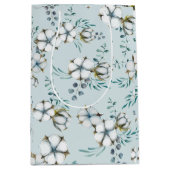 Sac Cadeau Moyen Aquarelle Fleurs de coton et Eucalyptus (Devant)