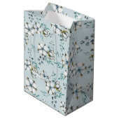 Sac Cadeau Moyen Aquarelle Fleurs de coton et Eucalyptus (Dos Angle)