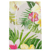Sac Cadeau Moyen Aquarelle florale tropicale hawaïenne (Devant)
