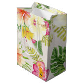 Sac Cadeau Moyen Aquarelle florale tropicale hawaïenne (Dos Angle)