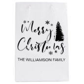 Sac Cadeau Moyen Aquarelle Forêt de sapins rustiques Moyenne hiver  (Devant)