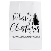 Sac Cadeau Moyen Aquarelle Forêt de sapins rustiques Moyenne hiver  (Dos)