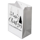 Sac Cadeau Moyen Aquarelle Forêt de sapins rustiques Moyenne hiver  (Dos Angle)