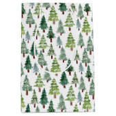 Sac Cadeau Moyen  Aquarelle Forêt d'hiver de pins rustiques   (Devant)