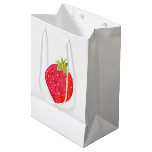 Sac Cadeau Moyen Aquarelle fraise (Devant Angle)
