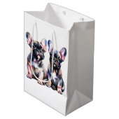 Sac Cadeau Moyen Aquarelle French Bulldog mignon chiots (Devant Angle)