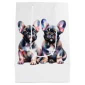 Sac Cadeau Moyen Aquarelle French Bulldog mignon chiots (Dos)