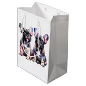 Sac Cadeau Moyen Aquarelle French Bulldog mignon chiots (Dos Angle)
