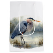 Sac Cadeau Moyen Aquarelle Great Blue Heron Bird Nature (Dos)