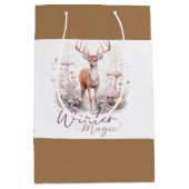 Sac Cadeau Moyen Aquarelle Hiver Magique Cerf (Devant)