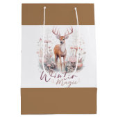 Sac Cadeau Moyen Aquarelle Hiver Magique Cerf (Dos)