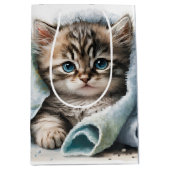 Sac Cadeau Moyen Aquarelle Kitten sous couverture (Devant)