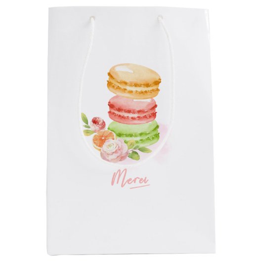 Sac Cadeau Moyen Aquarelle MacaronsSac cadeau (Devant)