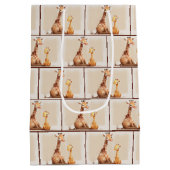 Sac Cadeau Moyen Aquarelle mère et bébé Giraffe (Dos)