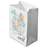 Sac Cadeau Moyen Aquarelle mignonne Moderne Joyeux Ballons de lapin (Devant Angle)