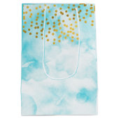 Sac Cadeau Moyen Aquarelle Minimale Gold Confetti Mariage Bienvenue (Dos)