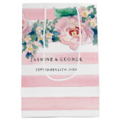 Sac Cadeau Moyen Aquarelle MODERNE Chic Large Stripes avec Rose (Dos)