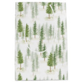 Sac Cadeau Moyen Aquarelle moderne Noël Pins de Noël (Devant)