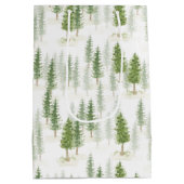 Sac Cadeau Moyen Aquarelle moderne Noël Pins de Noël (Dos)