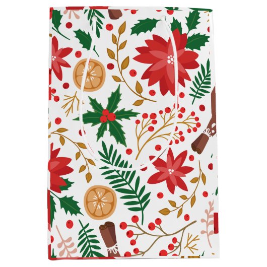 Sac Cadeau Moyen Aquarelle moderne sapin vert de Noël (Devant)