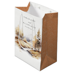 Sac Cadeau Moyen Aquarelle Muet Automne Mariage paysage Automne