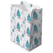 Sac Cadeau Moyen Aquarelle Neige Frost Arbres de Noël (Dos Angle)