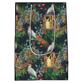 Sac Cadeau Moyen Aquarelle Oiseau et design lanterne Noël (Dos)