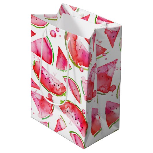 Sac Cadeau Moyen Aquarelle pastèque 1 (Devant Angle)