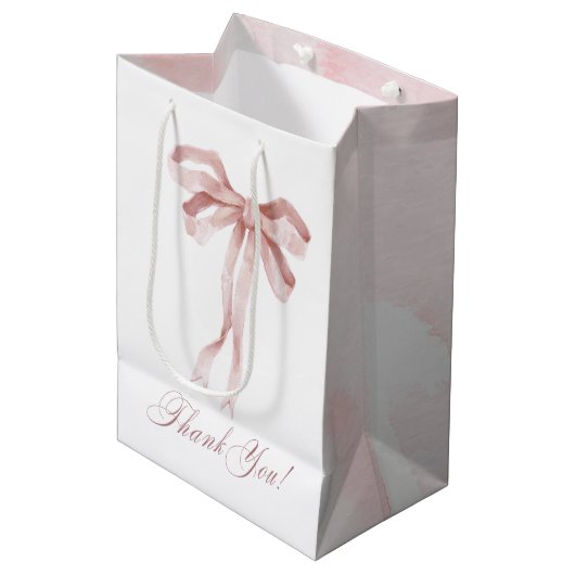 Sac Cadeau Moyen Aquarelle Pink Bow Girl Douche bébéSac cadeau (Devant Angle)