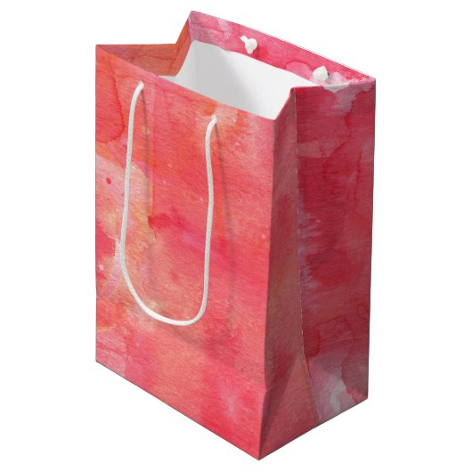 Sac Cadeau Moyen Aquarelle rose Confetti Abstrait Peint (Devant Angle)
