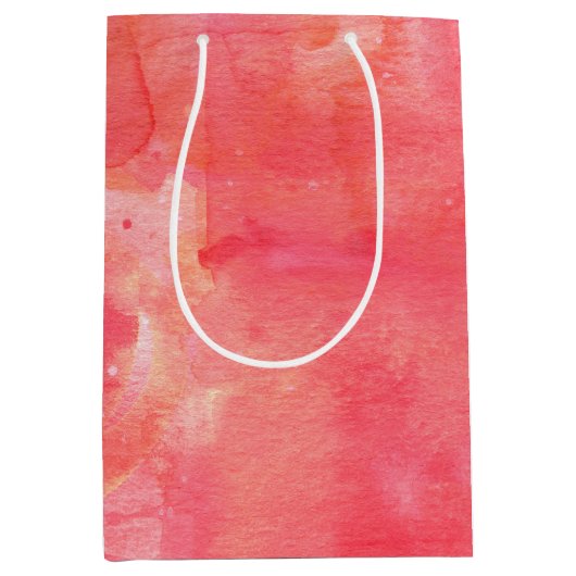 Sac Cadeau Moyen Aquarelle rose Confetti Abstrait Peint (Devant)