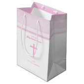 Sac Cadeau Moyen Aquarelle rose de communion (Devant Angle)