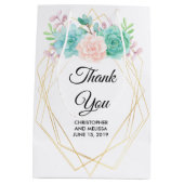 Sac Cadeau Moyen Aquarelle rose et vert moderne Mariage Succulent (Dos)